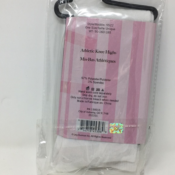 LEG AVENUE ATHLETIC KNEE HIGHS GREEN WHITE - Picture 2 of 2